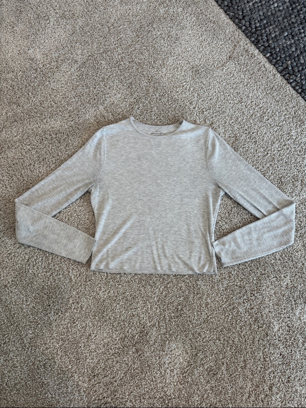 Abercrombie & Fitch Light Heather Gray Ribbed Baby Tee
